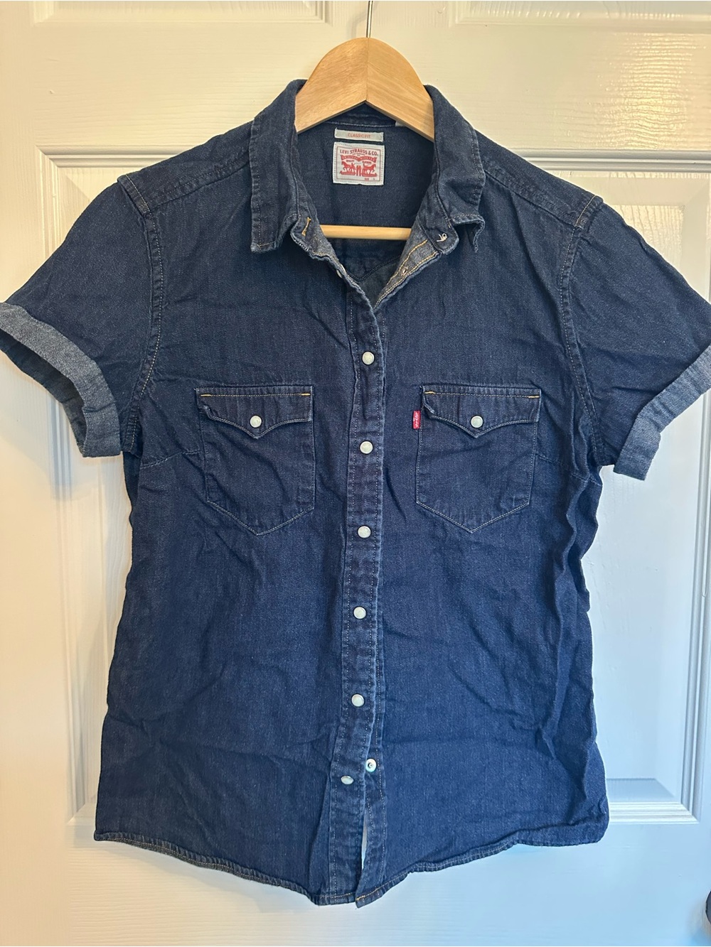 Levi's Dark Blue Short Sleeve Denim Button-Down Shirt